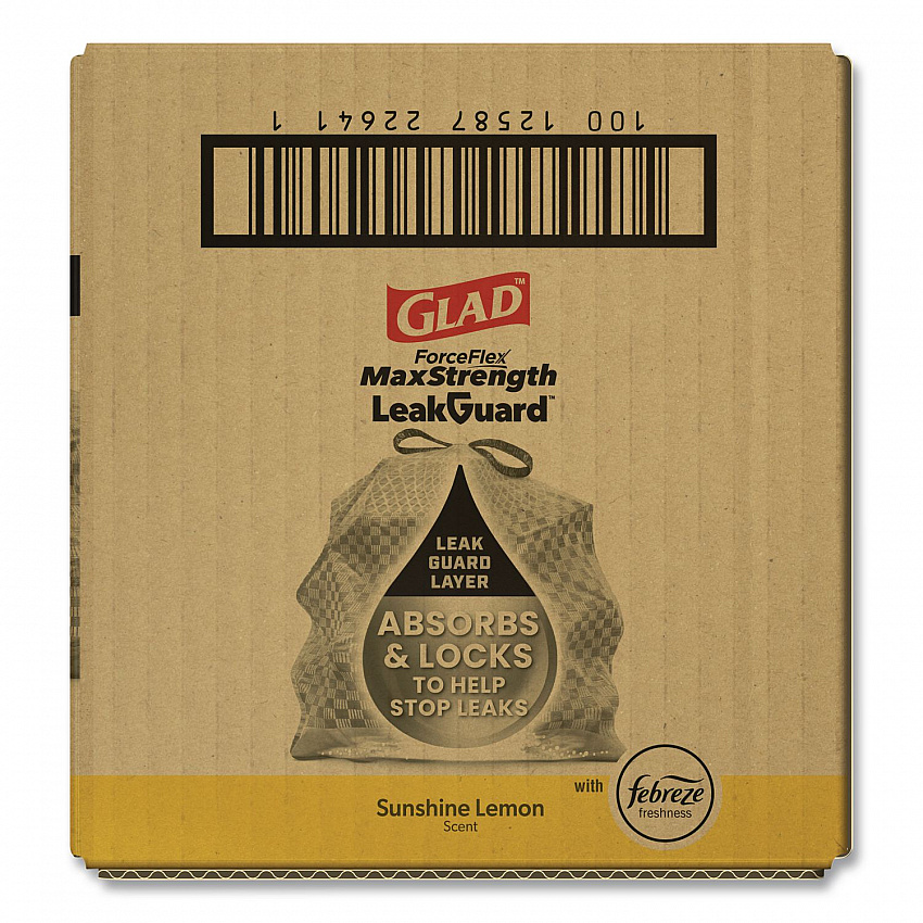ForceFlex MaxStrength Tall Kitchen Drawstring Trash Bags, 13 gal, Lemon Sunshine Scent, 23.47 x 25.38, Gray, 90/Carton (22641CT)