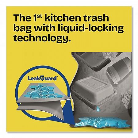 ForceFlex MaxStrength Tall Kitchen Drawstring Trash Bags, 13 gal, Lemon Sunshine Scent, 23.47 x 25.38, Gray, 90/Carton (22641CT)