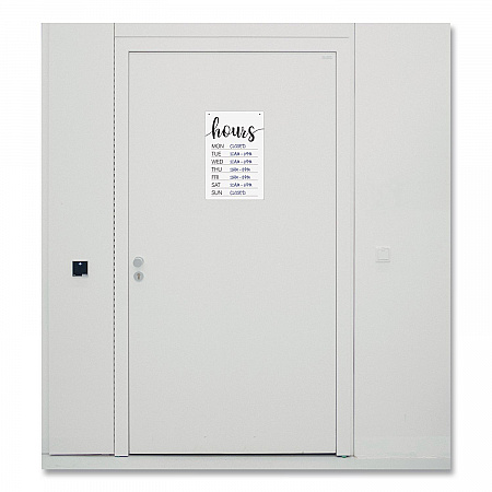 Dry Erase Business Hours Spa Style Sign, White 8 x 12 Surface (098644)