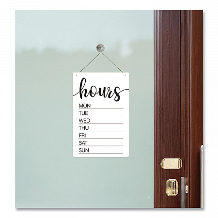 Dry Erase Business Hours Spa Style Sign, White 8 x 12 Surface (098644)