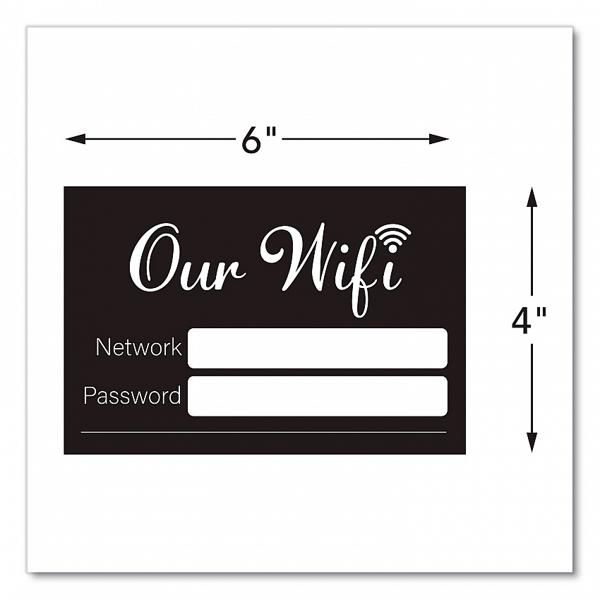 Wi-Fi Password Indoor Sign, 6 x 4, Black/White (098646)