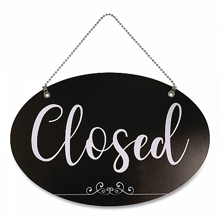Open/Close Spa Style Indoor Sign, 12 x 8, Black/White (098642)
