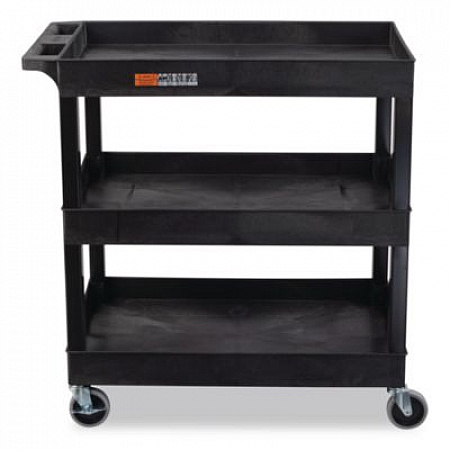 Tuffy XL Three-Shelf Utility Cart with Tub Shelves, Plastic, 300 lb Capacity, 35
