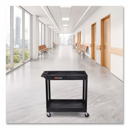 TUFFY XL Two-Shelf Heavy-Duty Multipurpose Utility Cart, Plastic, 200 lb Capacity, 35 x 18 x 34.25, Black (EC11B)