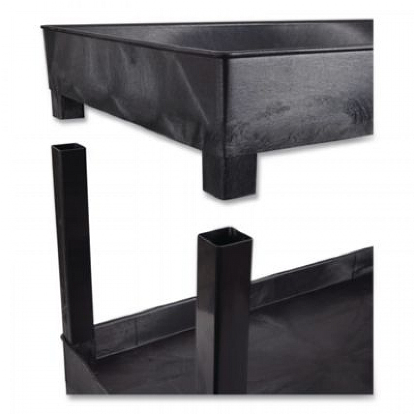 Tuffy XL Three-Shelf Utility Cart with Tub Shelves, Plastic, 300 lb Capacity, 35" x 18" x 36", Black (EC111B)