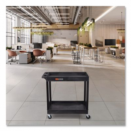 TUFFY XL Two-Shelf Heavy-Duty Multipurpose Utility Cart, Plastic, 200 lb Capacity, 35 x 18 x 34.25, Black (EC11B)