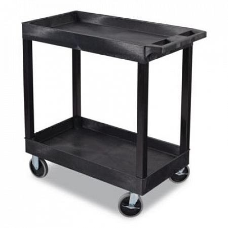 TUFFY XL Two-Shelf Heavy-Duty Multipurpose Utility Cart, Plastic, 200 lb Capacity, 35 x 18 x 34.25, Black (EC11B)