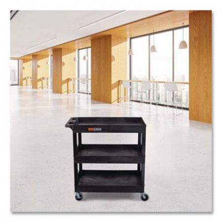 Tuffy XL Three-Shelf Utility Cart with Tub Shelves, Plastic, 300 lb Capacity, 35