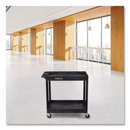 TUFFY XL Two-Shelf Heavy-Duty Multipurpose Utility Cart, Plastic, 200 lb Capacity, 35 x 18 x 34.25, Black (EC11B)