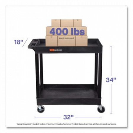 TUFFY XL Two-Shelf Heavy-Duty Multipurpose Utility Cart, Plastic, 200 lb Capacity, 35 x 18 x 34.25, Black (EC11B)