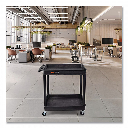 ENDURA Two-Shelf Utility Cart, Plastic, 400 lb Capacity, 32 x 24 x 37.5. Black (TC11)