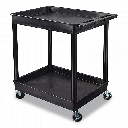 ENDURA Two-Shelf Utility Cart, Plastic, 400 lb Capacity, 32 x 24 x 37.5. Black (TC11)