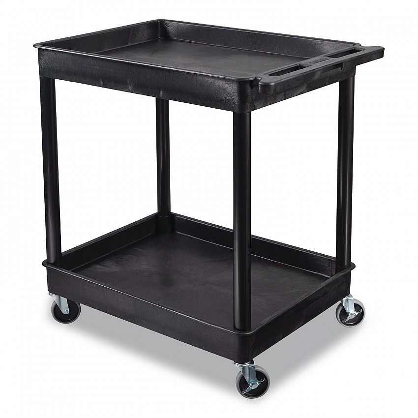 ENDURA Two-Shelf Utility Cart, Plastic, 400 lb Capacity, 32 x 24 x 37.5. Black (TC11)