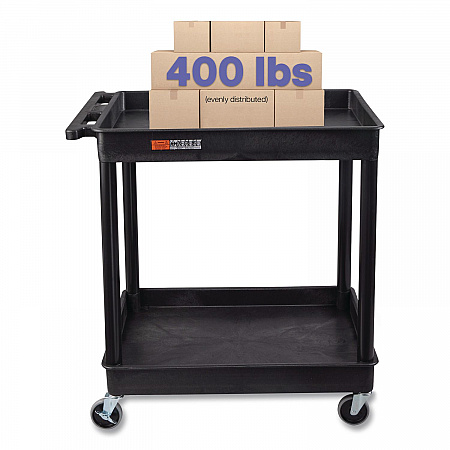 ENDURA Two-Shelf Utility Cart, Plastic, 400 lb Capacity, 32 x 24 x 37.5. Black (TC11)