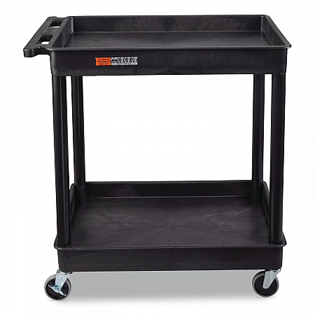 ENDURA Two-Shelf Utility Cart, Plastic, 400 lb Capacity, 32 x 24 x 37.5. Black (TC11)