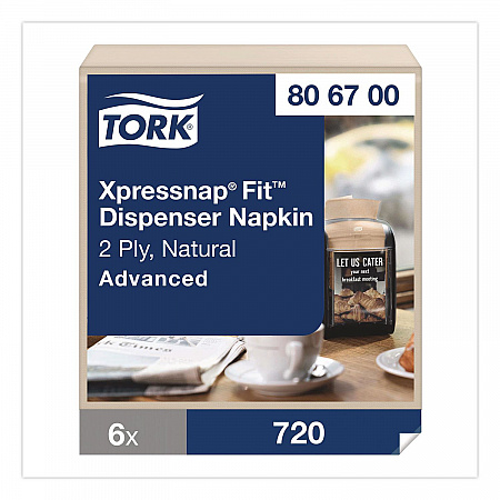 Xpressnap Interfold Dispenser Napkins, 2-Ply, 6.5 x 8.4, Natural, 720/Pack, 6 Packs/Carton (806700)