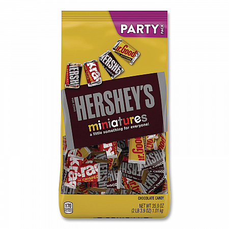 Chocolate Miniatures Party Pack Assortment, 35.9 oz Bag, 2 Bags/Carton (24600403)