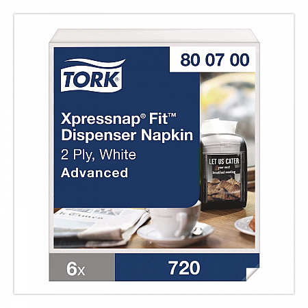 Xpressnap Fit Interfold Dispenser Napkins, 2-Ply, 6.5 x 8.4, White, 720/Pack, 6 Packs/Carton (800700)