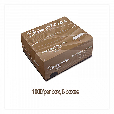 BakeryWax Interfolded Dry Wax Tissue, 12 x 10.75, 1,000 Sheets/Box, 6 Boxes/Carton (010012)
