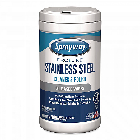 Stainless Steel Wipes, 1-Ply, 9.5 x 12, Unscented, White, 40 Wipes/Canister, 6 Canisters/Carton (1000058609)