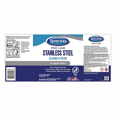 Stainless Steel Wipes, 1-Ply, 9.5 x 12, Unscented, White, 40 Wipes/Canister, 6 Canisters/Carton (1000058609)