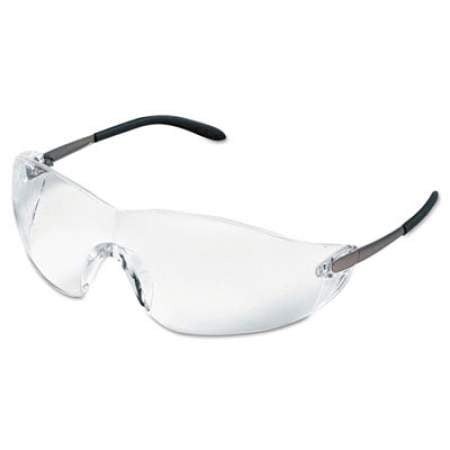 MCR Safety Blackjack Wraparound Safety Glasses, Chrome Plastic Frame, Clear Lens, 12/Box (S2110BX)