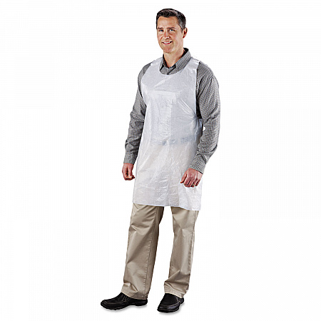 Poly Apron, 24 x 42, One Size Fits Most, White, 100/Pack, 10 Packs/Carton (DA2442)