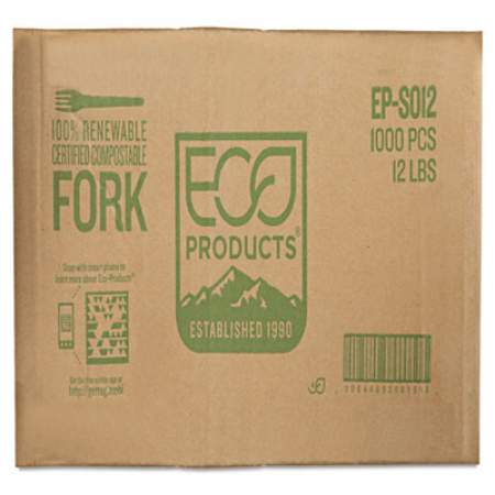 Eco-Products Plantware Compostable Cutlery, Fork, 6", Pearl White, 50/Pack, 20 Pack/Carton (EPS012)