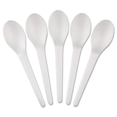 Eco-Products Plantware Compostable Cutlery, Spoon, 6", Pearl White, 50/Pack, 20 Pack/Carton (EPS013)