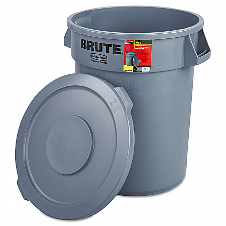 Brute Container with Lid, 32 gal, Plastic, Gray (863292GRA)