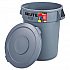 Brute Container with Lid, 32 gal, Plastic, Gray (863292GRA)
