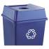 Rubbermaid Commercial Untouchable Bottle and Can Recycling Top, Square, 20.13w x 20.13d x 6.25h, Blue (2791BLU)