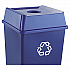 Untouchable Bottle and Can Recycling Top, Round Opening,  20.13w x 20.13d x 6.25h, Blue (2791BLU)