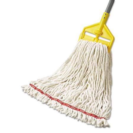 Rubbermaid Commercial Web Foot Wet Mop Head, Shrinkless, Cotton/Synthetic, White, Large, 6/Carton (A213WHI)