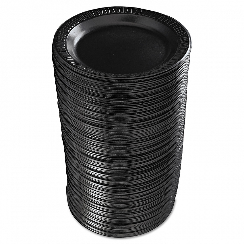 Quiet Classic Laminated Foam Dinnerware, Plate, 9" dia, Black, 125/Pack, 4 Packs/Carton (9PBQR)