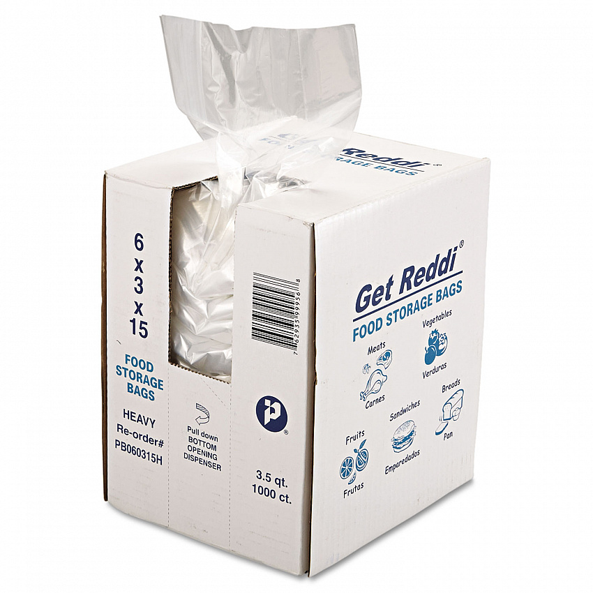 Food Bags, 112 oz, 6" x 3" x 15", Clear, 1,000/Carton (PB060315H)