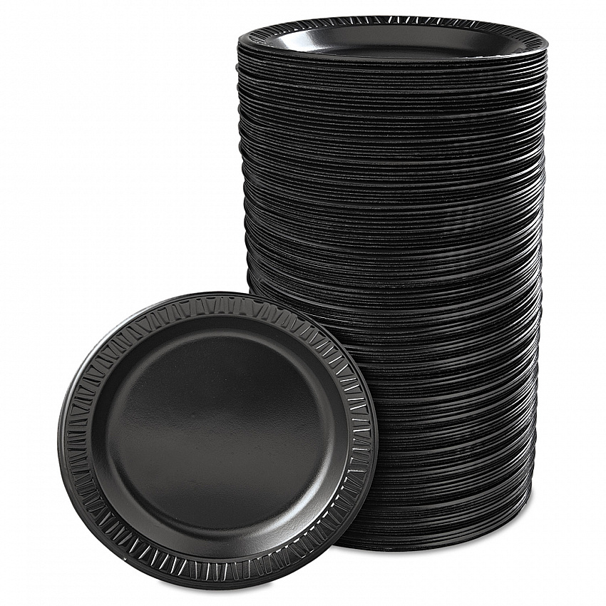 Quiet Classic Laminated Foam Dinnerware, Plate, 9" dia, Black, 125/Pack, 4 Packs/Carton (9PBQR)