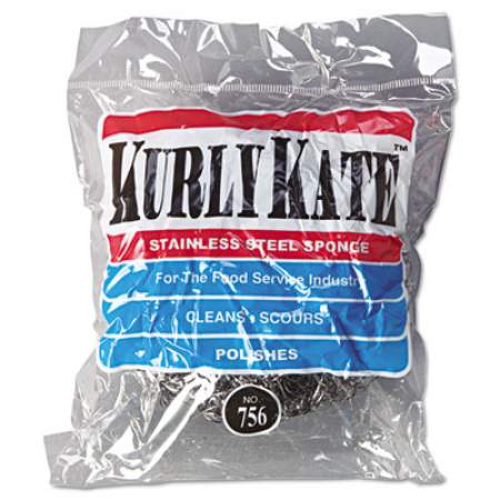 Kurly Kate Stainless Steel Scrubbers, Large, 4 x 4, Steel Gray, 12 Scrubbers/Pack, 6 Packs/Carton (756)