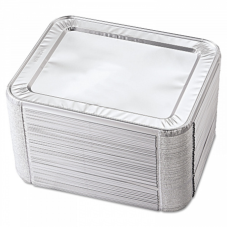 Steam Pan Foil Lids, Fits Half-Size Pan, 30 Gauge, 12.27 x 10.44, 100/Carton (204930)