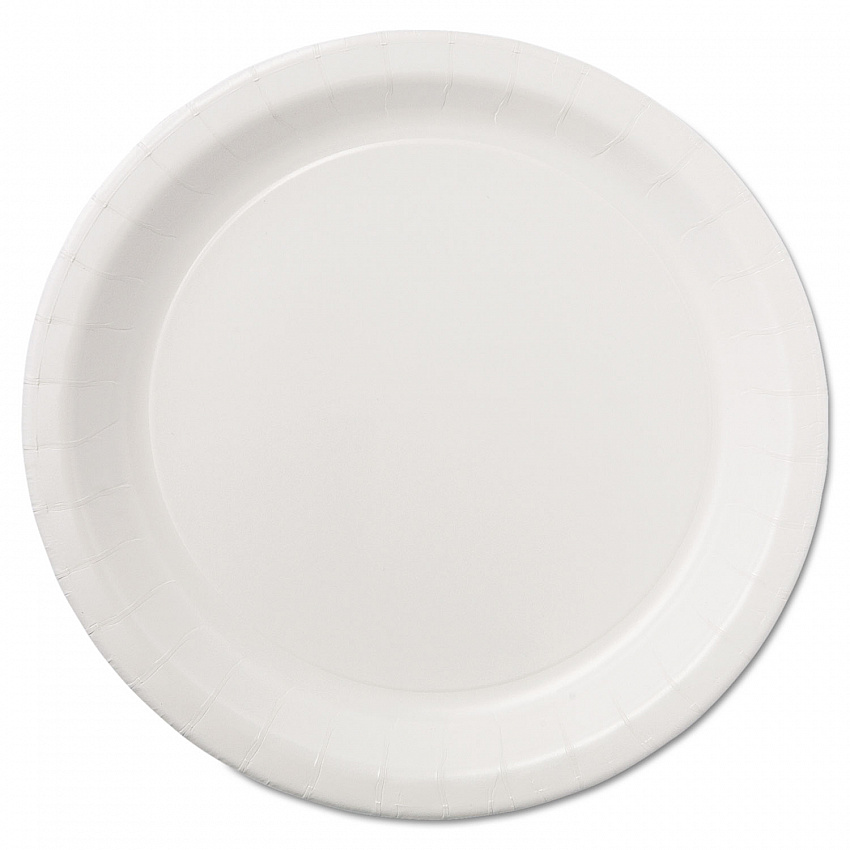 Coated Paper Dinnerware, Plate, 9" dia, White, 50/Pack, 10 Packs/Carton (PL7095)