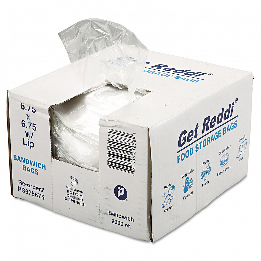 Food Bags, 6.75" x 6.75", Clear, 2,000/Carton (PB675675)