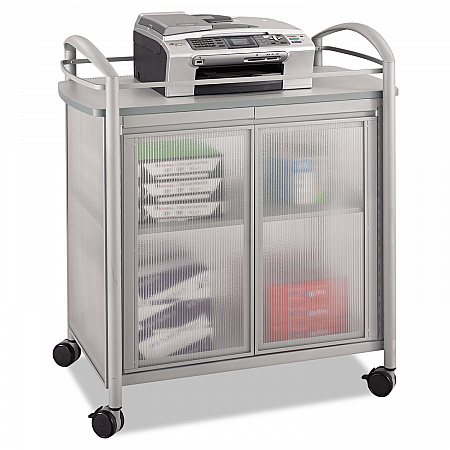 Impromptu Refreshment Cart/Machine Stand, Engineered Wood, 3 Shelf, 34 x 21.25 x 36.5, Gray/Silver (8966GR)