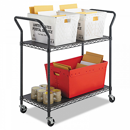 Wire Utility Cart, Metal, 2 Shelves, 400 lb Capacity, 43.75