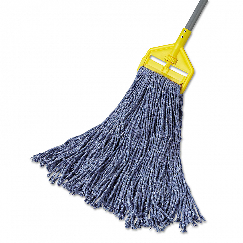 Non-Launderable Cotton/Synthetic Cut-End Blend Mop Head, 24 oz, 1" Band, Blue, 12/Carton (F51812BLU)