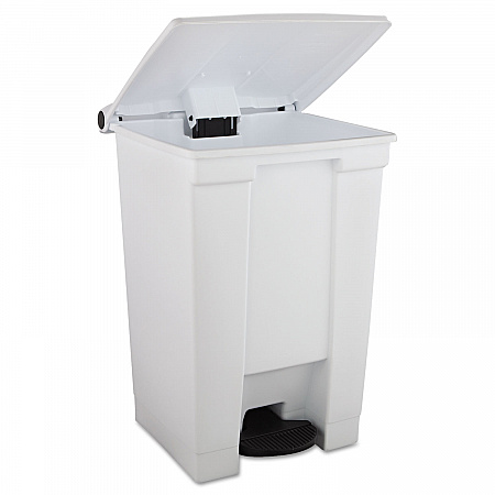 Indoor Utility Step-On Waste Container, 12 gal, Plastic, White (6144WHI)