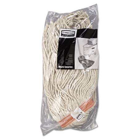 Rubbermaid Commercial Premium Cut-End Cotton Wet Mop Head, 16oz, White, 1" Orange Band, 12/Carton (F11612)