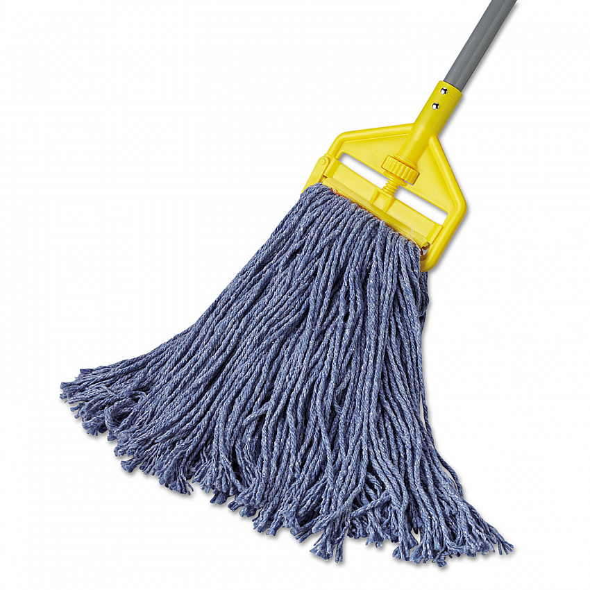 Non-Launderable Cotton/Synthetic Cut-End Blend Mop Head, 16 oz, 1" Band, Blue, 12/Carton (F51612BLUCT)