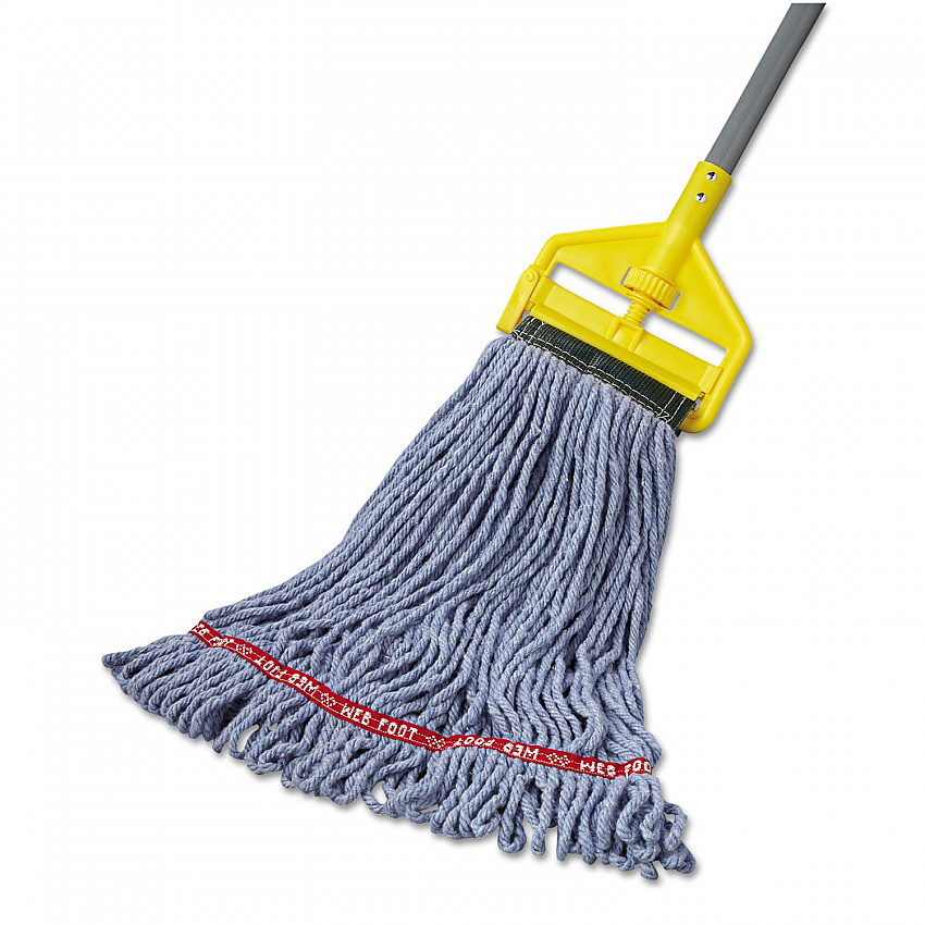 Web Foot Wet Mop Head, Shrinkless, Cotton/Synthetic, Medium, Blue, 6/Carton (A252BLU)