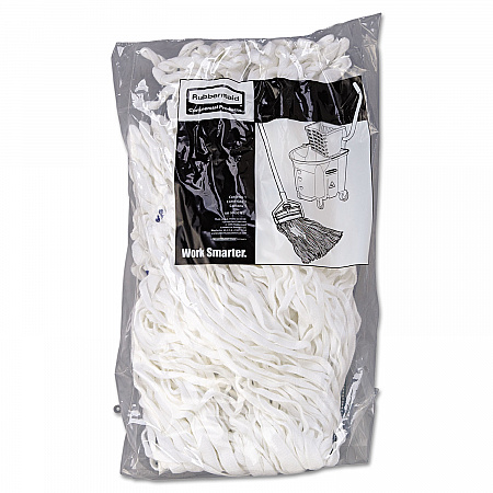 Clean Room Maintenance Mop Head, Rayon, Loop-End, Medium, White, 12/Carton (T300)