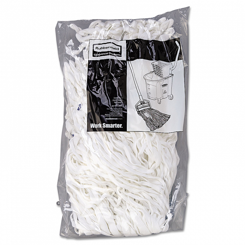 Clean Room Maintenance Mop Head, Rayon, Loop-End, Medium, White, 12/Carton (T300)
